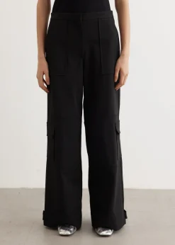 Solid Twill Suiting Cargo Pants