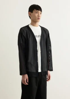 S.S. V Neck Knit Mesh Cardigan