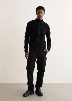 Stand Collar Zip Knit Cardigan