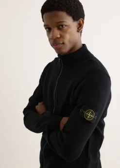 Stand Collar Zip Knit Cardigan