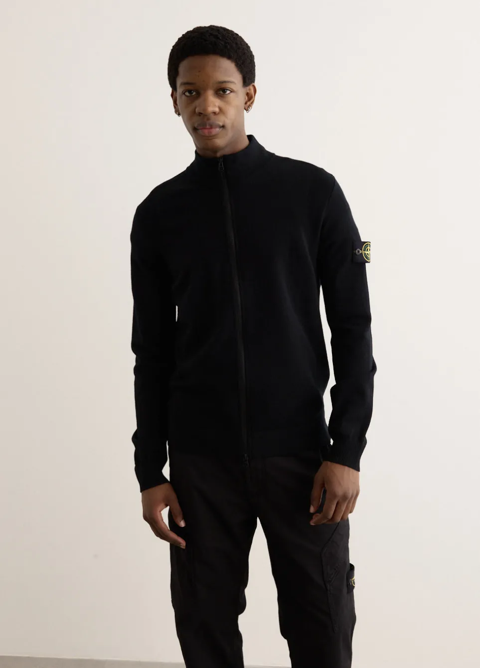 Stand Collar Zip Knit Cardigan