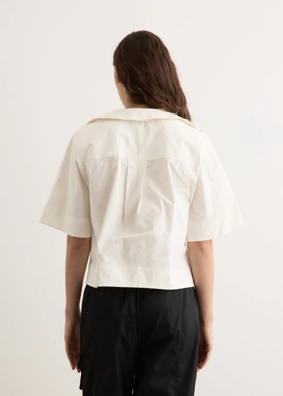 Stretch Cotton Cowl Neck Blouse