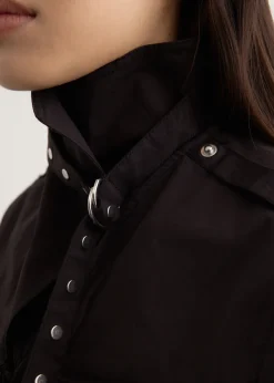 Stretch Cotton Cowl Neck Blouse