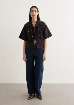 Stretch Cotton Cowl Neck Blouse