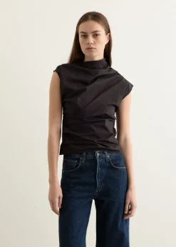 Stretch Cotton Ruched Top