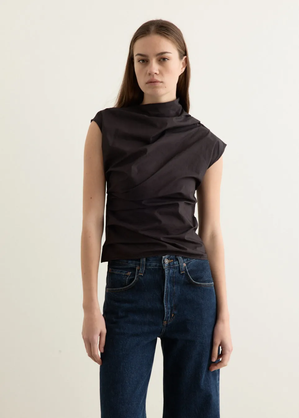 Stretch Cotton Ruched Top