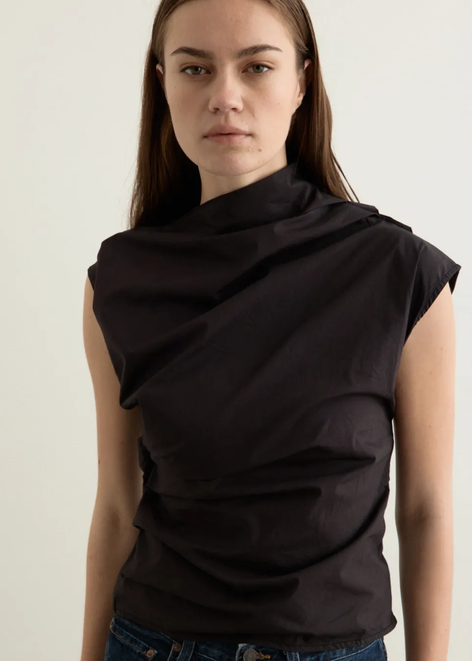 Stretch Cotton Ruched Top