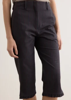 Stretch Stripe Tailoring Capri Pants