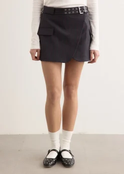 Stretch Stripe Tailoring Mini Skirt