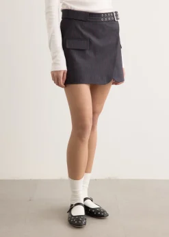 Stretch Stripe Tailoring Mini Skirt