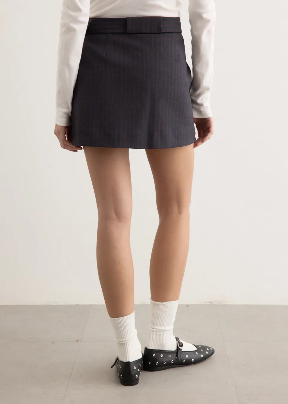 Stretch Stripe Tailoring Mini Skirt