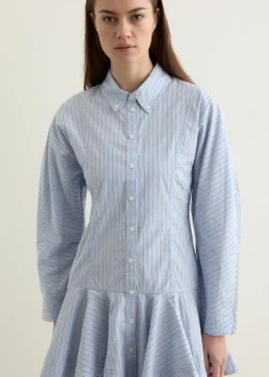 Stripe Cotton Buttoned Mini Dress