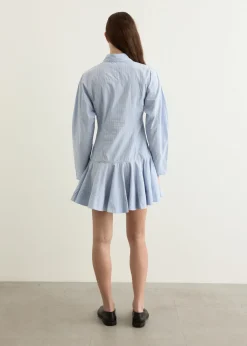 Stripe Cotton Buttoned Mini Dress