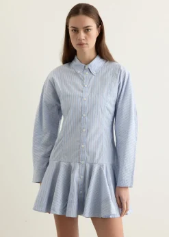 Stripe Cotton Buttoned Mini Dress