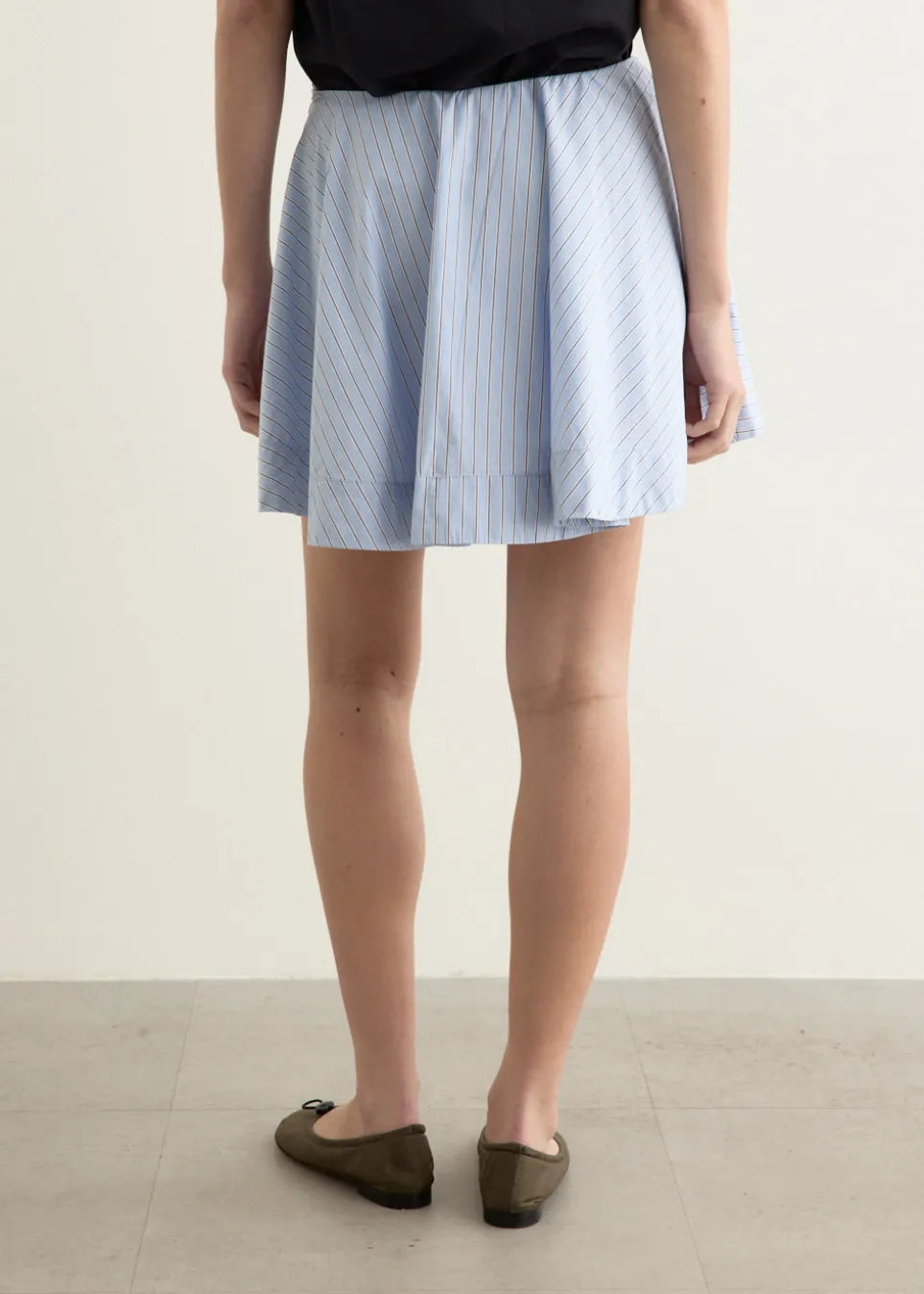 Stripe Cotton Mini Circle Skirt