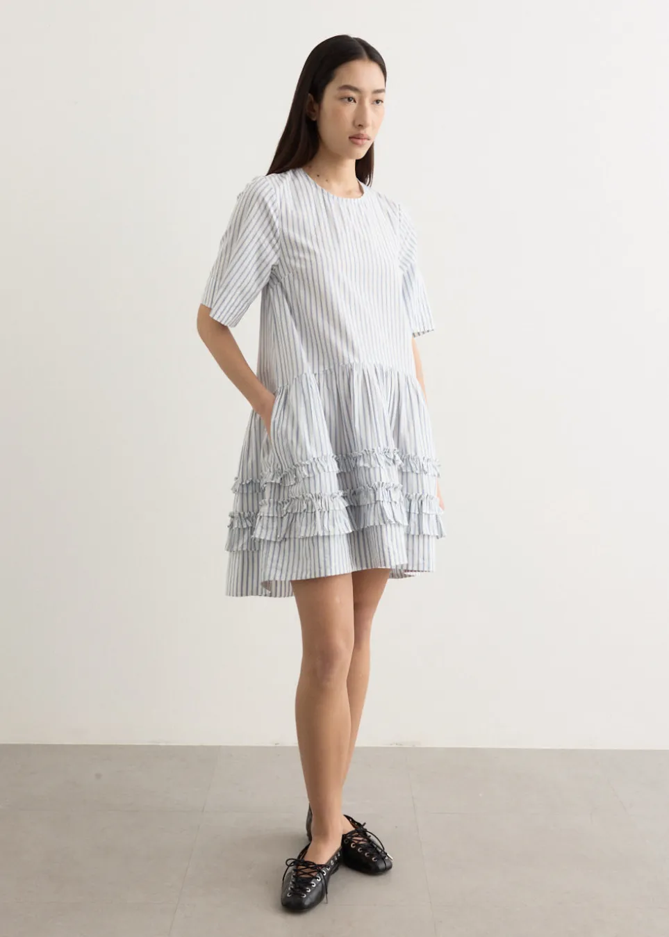 Stripe Cotton Mini Dress