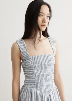 Stripe Midi Strap Smock Dress