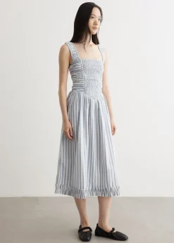 Stripe Midi Strap Smock Dress
