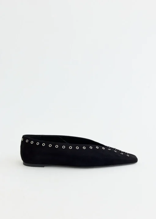 Suede Lace Up Ballerinas