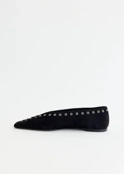 Suede Lace Up Ballerinas