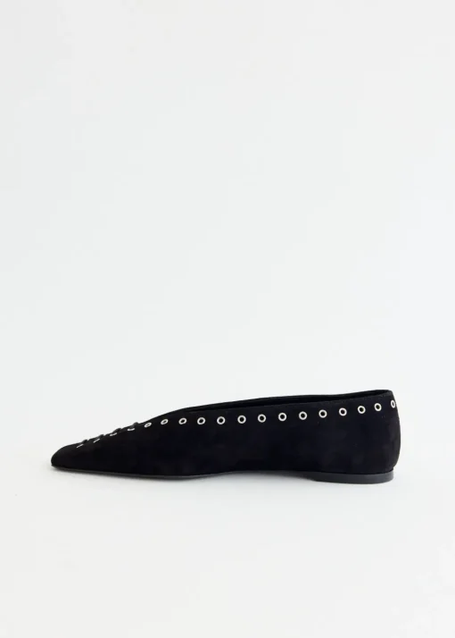 Suede Lace Up Ballerinas