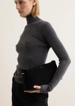 Suede Scoop Clutch