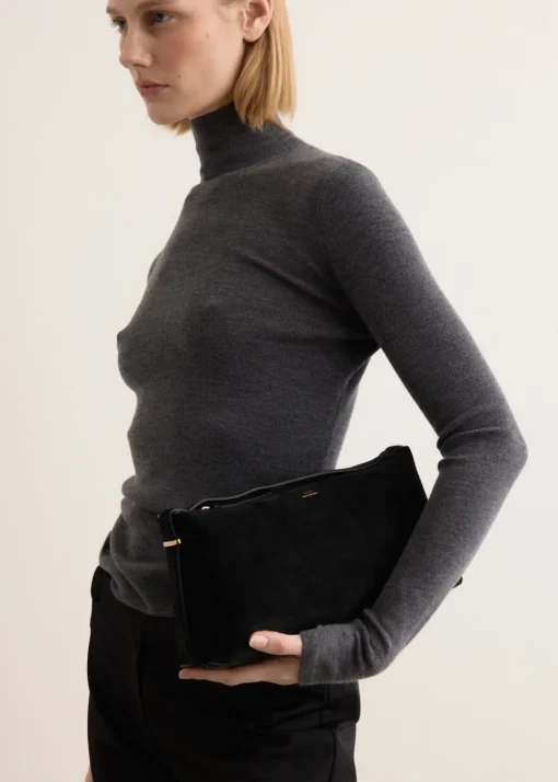 Suede Scoop Clutch