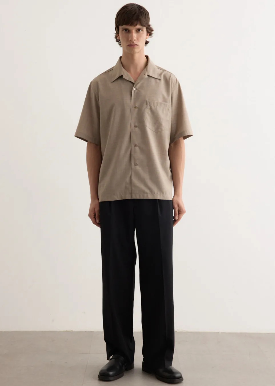 Super Fine Tropical Wool Open Collar Shirt