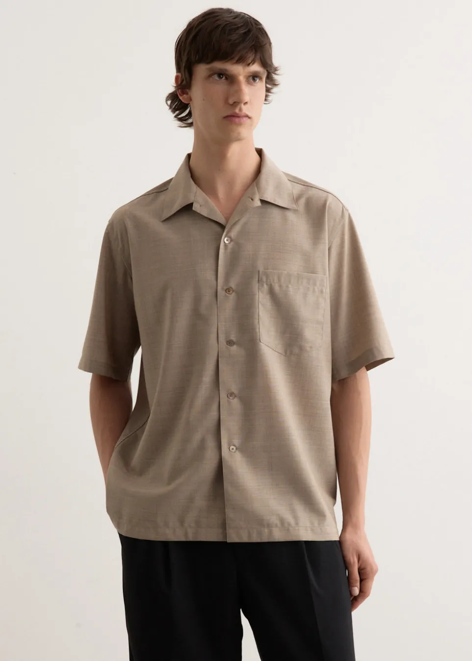 Super Fine Tropical Wool Open Collar Shirt