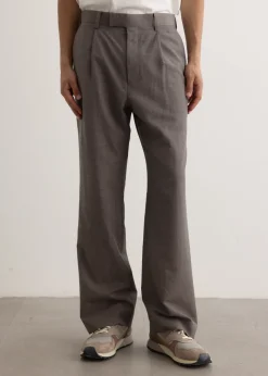 Tropical Wool Kid Mohair One-Tuck Slacks