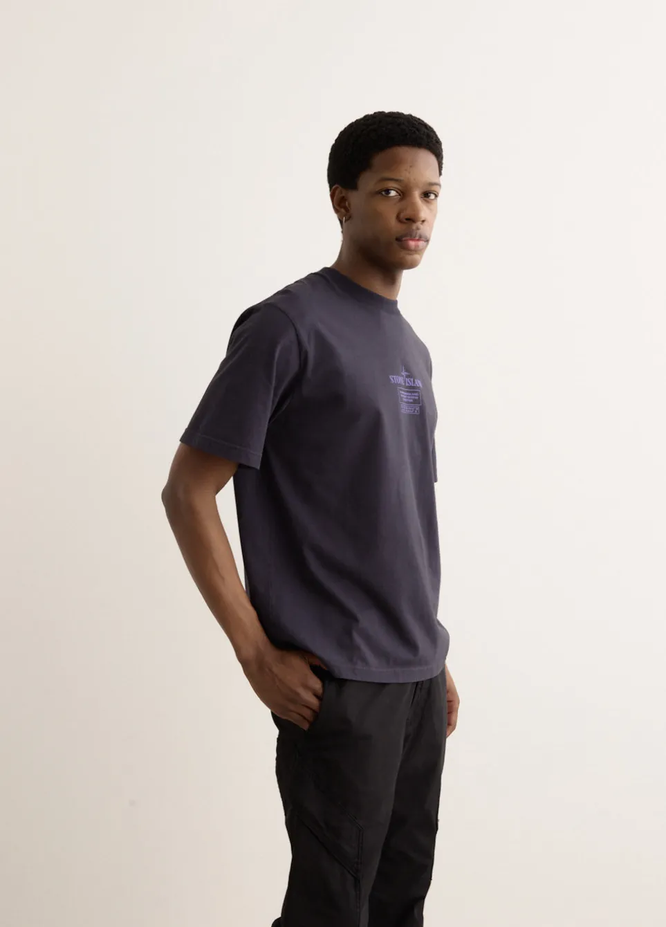 Two Tone Compass Logo Print T-Shirt