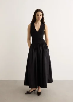 V Knit Cotton Dress