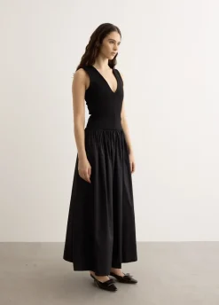V Knit Cotton Dress