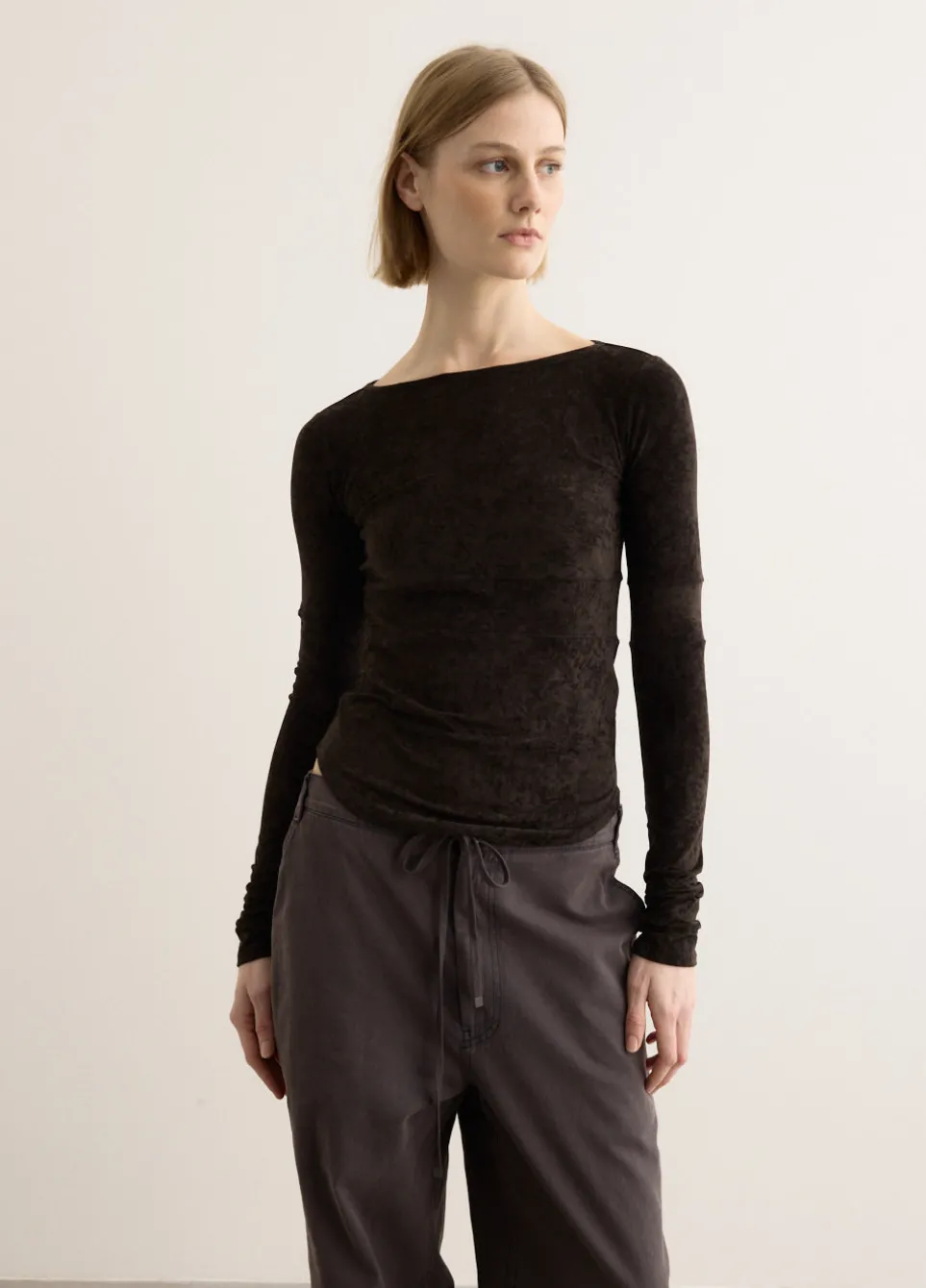 Velvet Corset Point Sleeve Top