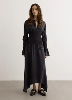 Viscose Habotai Smock Midi Dress