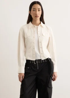 Washed Stretch Cotton Corset Shirt
