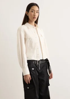 Washed Stretch Cotton Corset Shirt