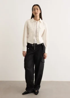 Washed Stretch Cotton Corset Shirt