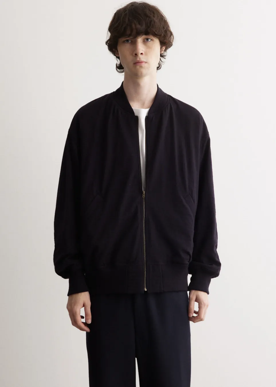 Wool Knit Zip Up Blouson
