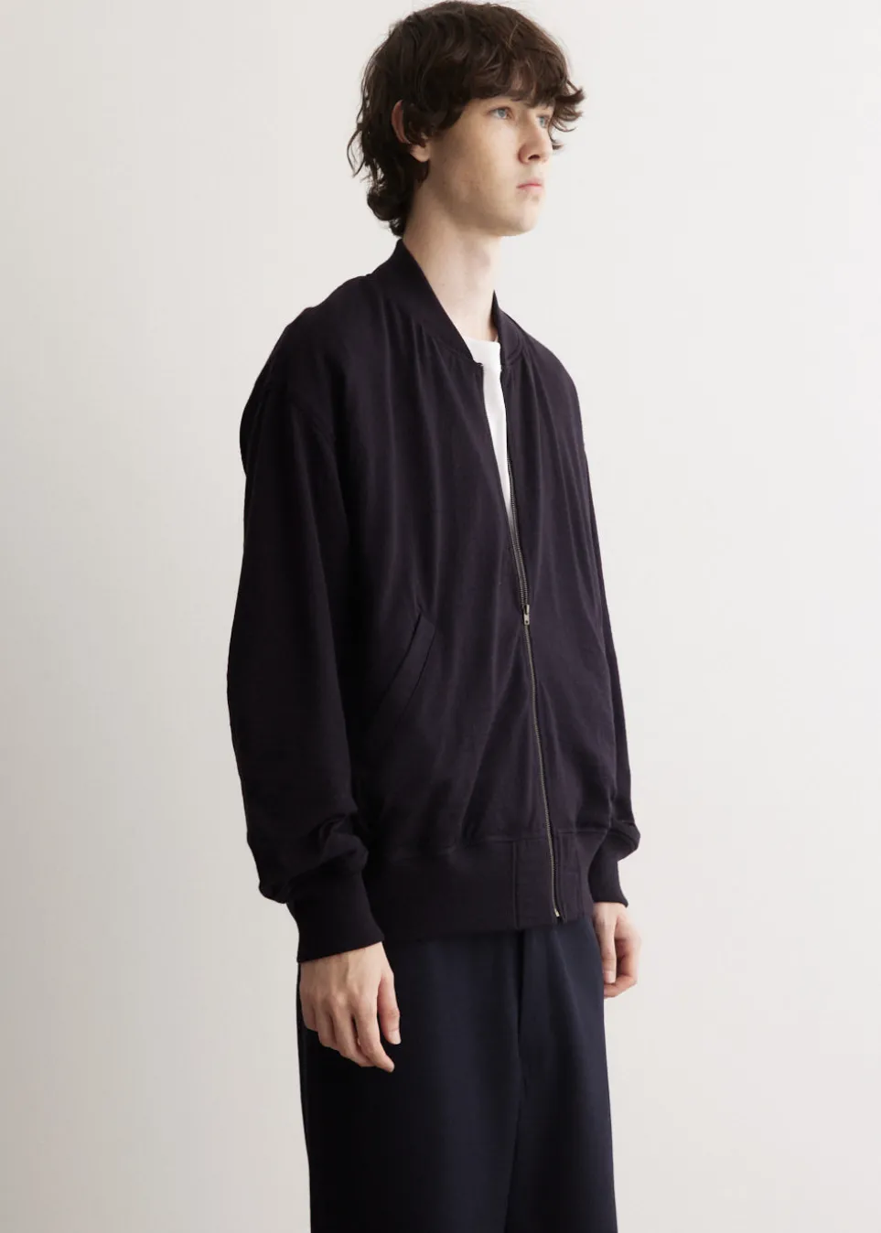 Wool Knit Zip Up Blouson