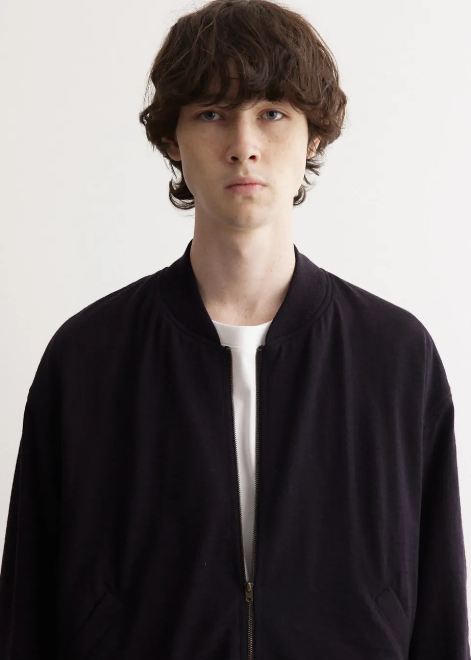 Wool Knit Zip Up Blouson