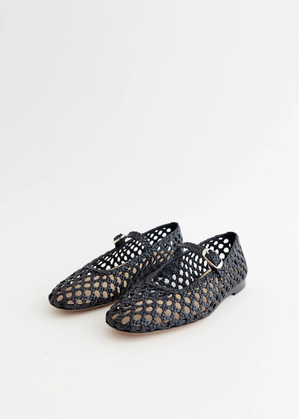 Woven Leather Mary Jane Flats