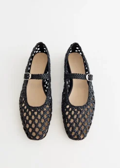Woven Leather Mary Jane Flats