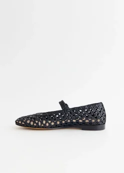 Woven Leather Mary Jane Flats