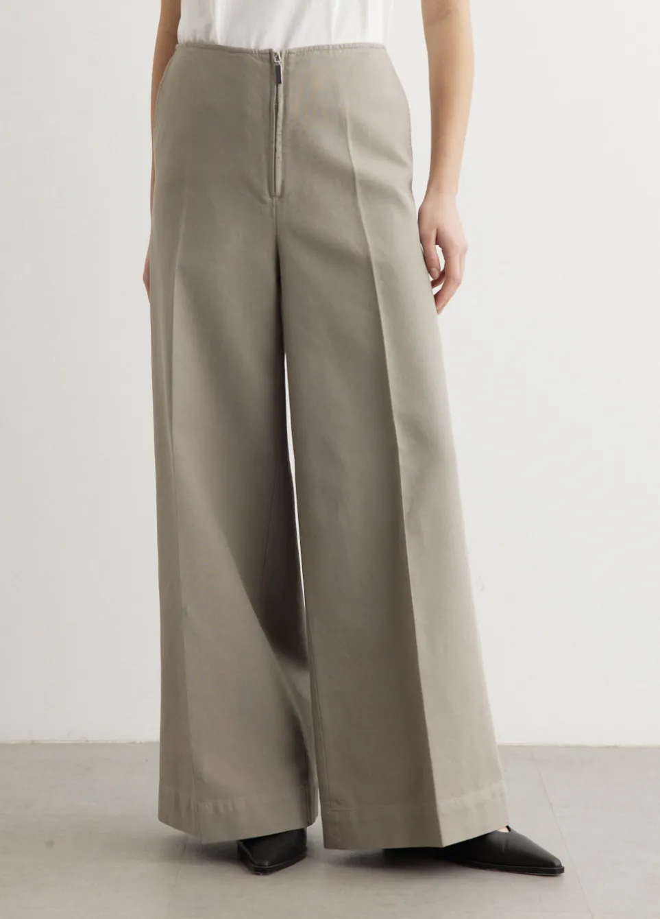 Zip Front Wide Trousers