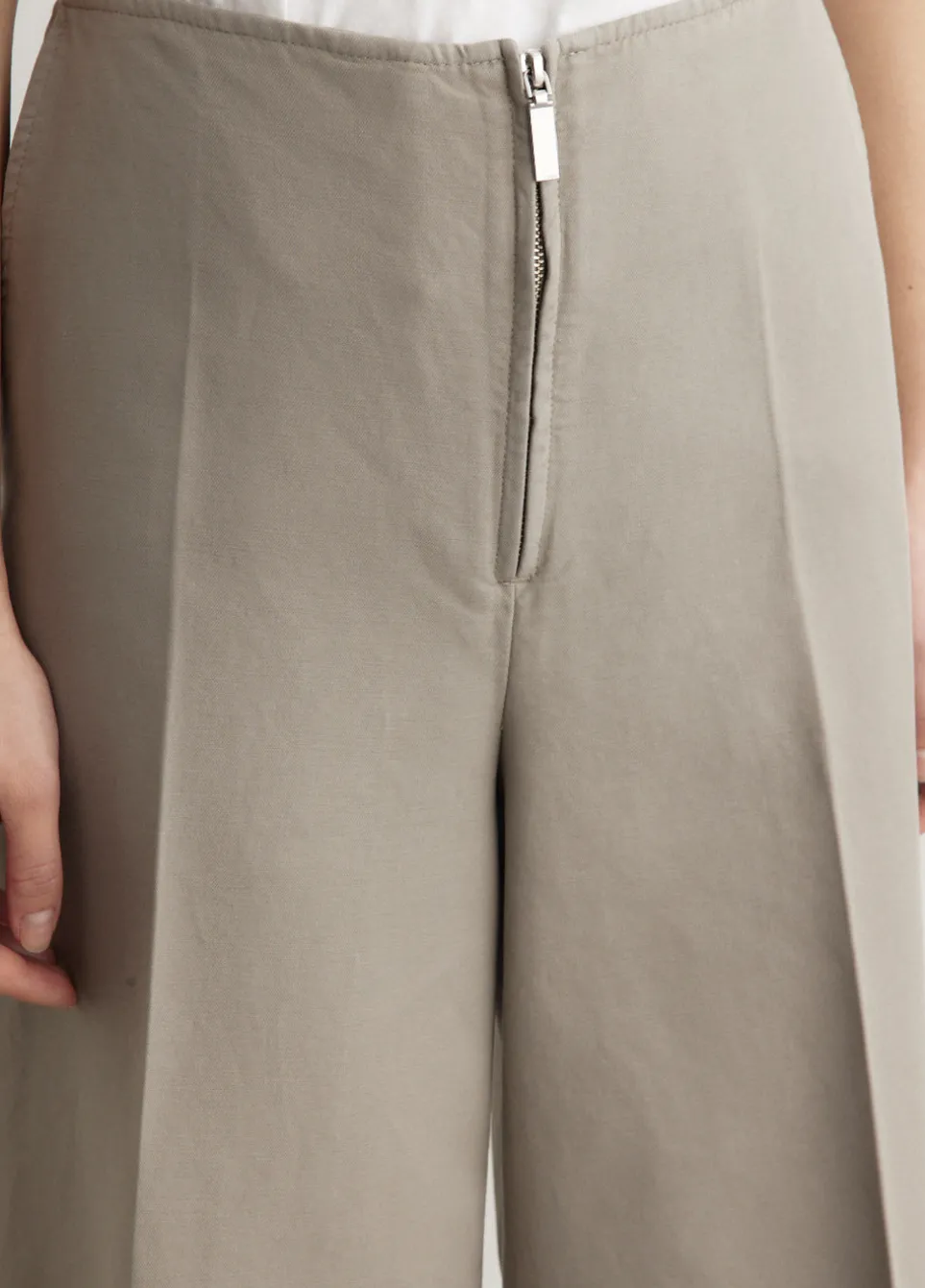 Zip Front Wide Trousers