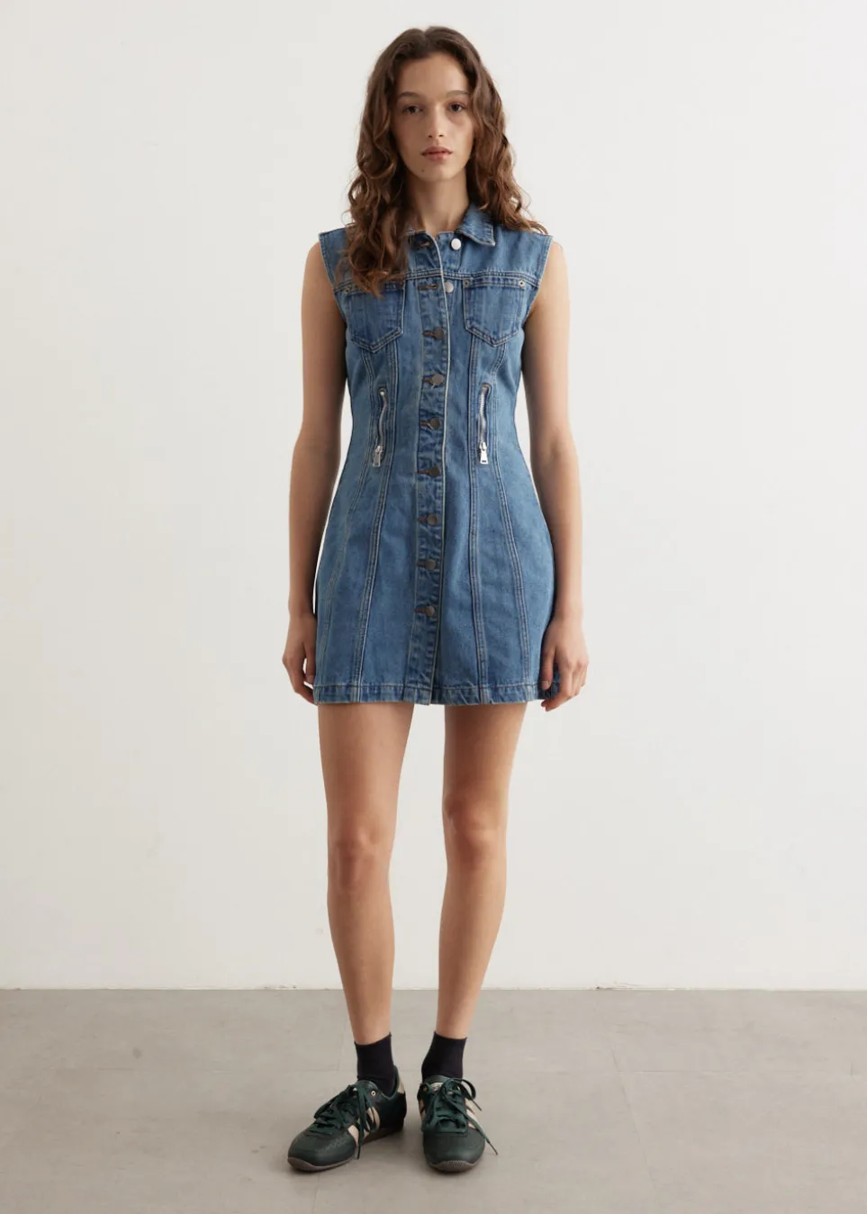 Zipper Denim Mini Dress