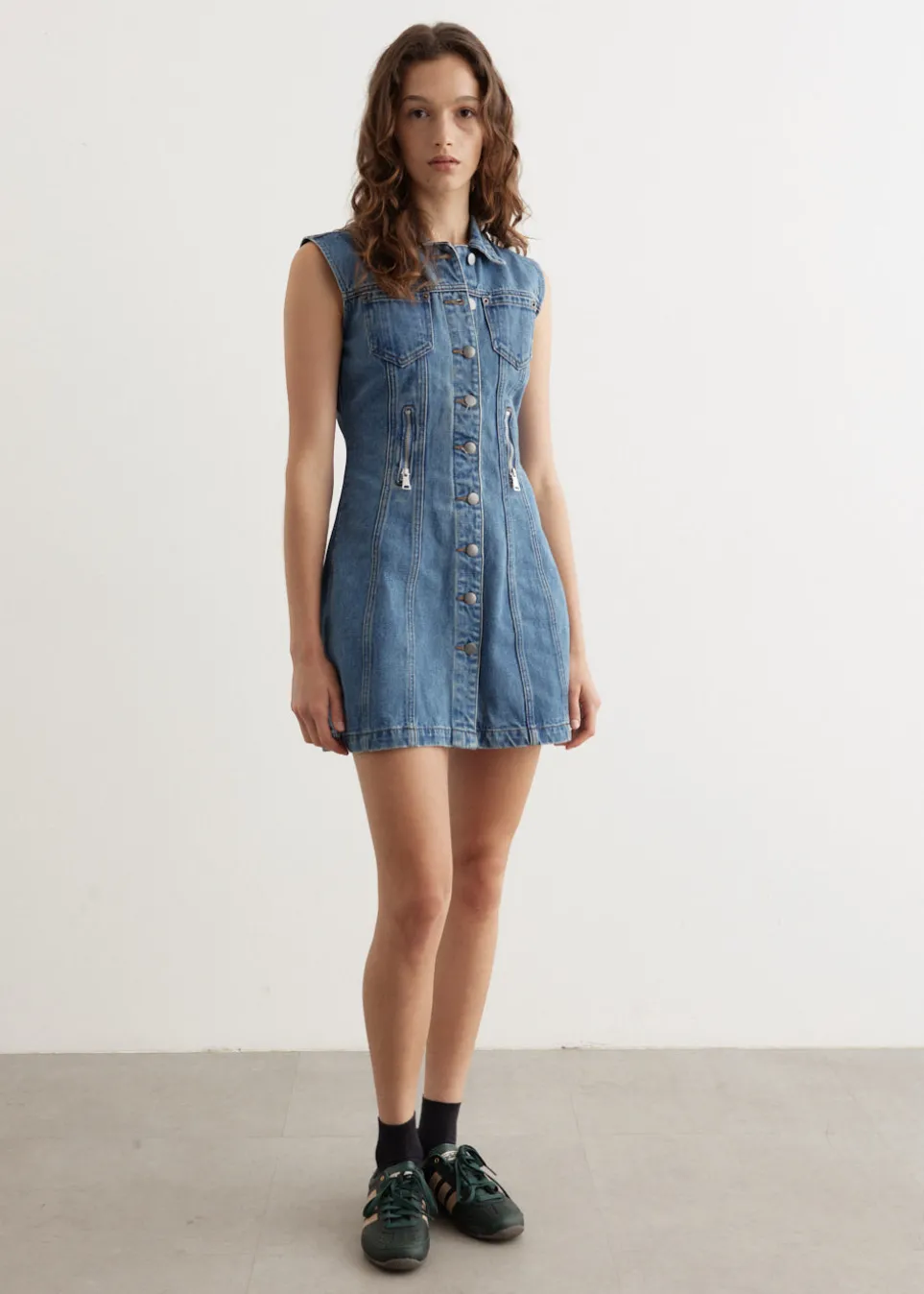 Zipper Denim Mini Dress